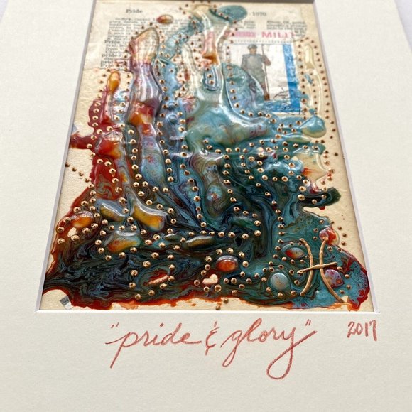 Original Art “Pride & Glory” Artwork Mixed Media Painting Frame Ready 8”x10” - Picture 3 of 6